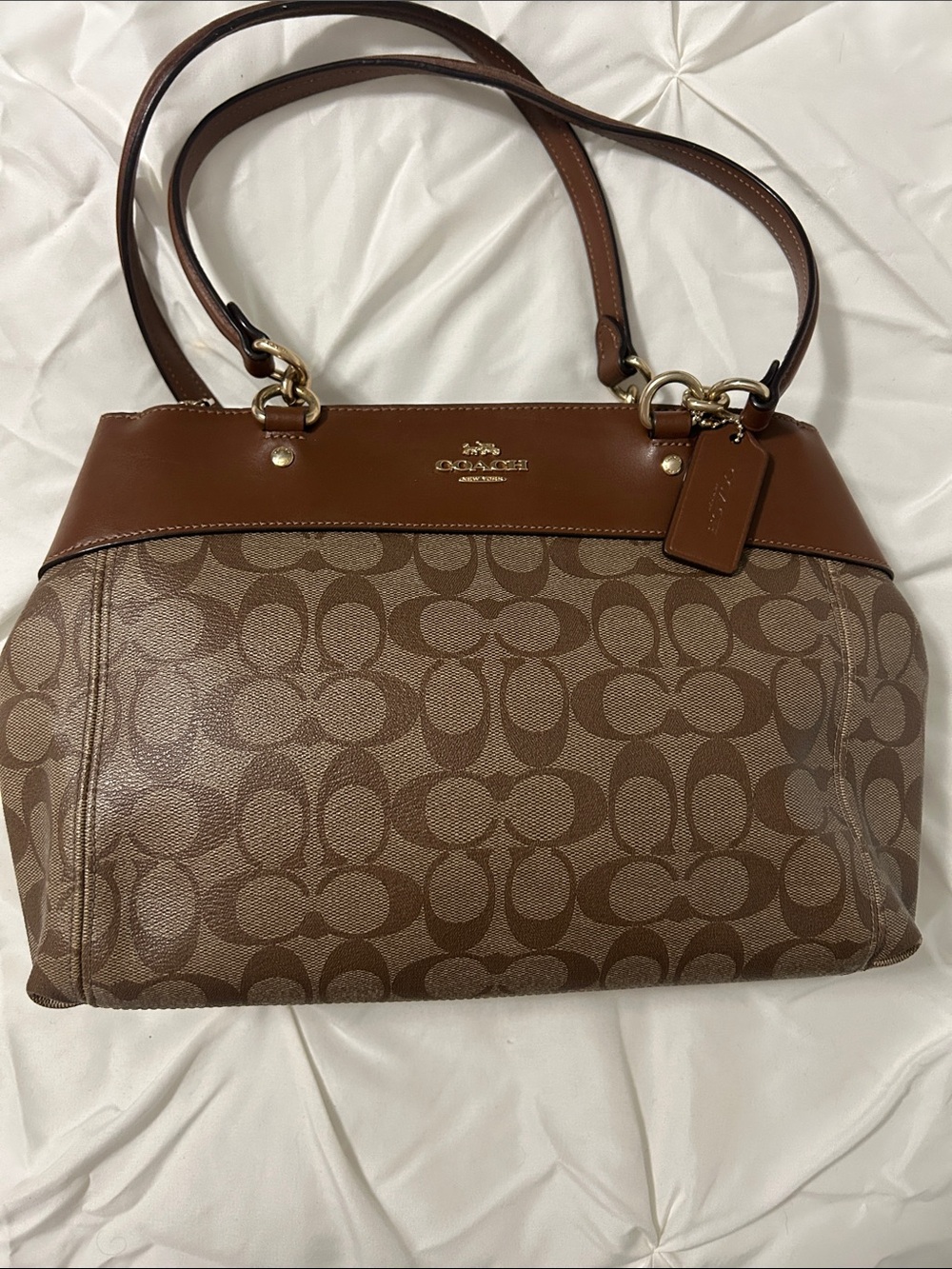 Coach Brown Signature Canvas and Leather Shoulder Bag